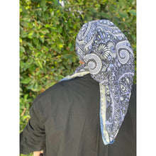 Paisley Print Square Tichel - Periwinkle/Black-Squares-The Little Tichel Lady