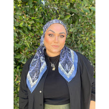 Paisley Print Square Tichel - Periwinkle/Black-Squares-The Little Tichel Lady