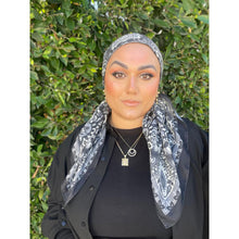 Paisley Print Square Tichel - Black/White-Squares-The Little Tichel Lady