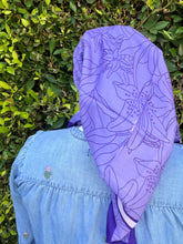 Lily Line Print Square Tichel - Purple-square-The Little Tichel Lady