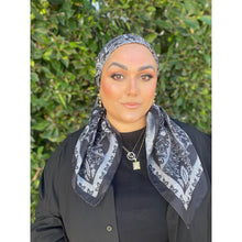 Paisley Print Square Tichel - Black/Gray-Squares-The Little Tichel Lady