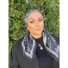 Paisley Print Square Tichel - Black/Gray-Squares-The Little Tichel Lady
