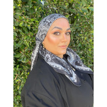 Paisley Print Square Tichel - Black/Gray-Squares-The Little Tichel Lady