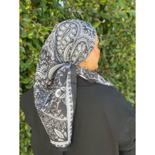 Paisley Print Square Tichel - Black/Gray-Squares-The Little Tichel Lady
