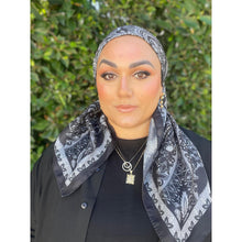 Paisley Print Square Tichel - Black/Gray-Squares-The Little Tichel Lady