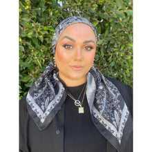 Paisley Print Square Tichel - Black/Gray-Squares-The Little Tichel Lady