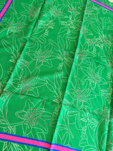 Lily Line Print Square Tichel - Green-square-The Little Tichel Lady