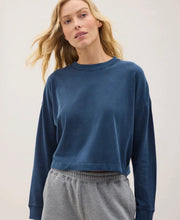 Relaxed Cropped Cotton T-Shirt - Navy