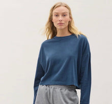 Relaxed Cropped Cotton T-Shirt - Navy