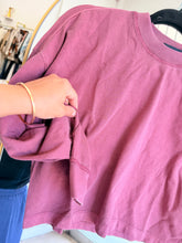 Relaxed Cropped Cotton T-Shirt - Muted Berry