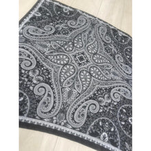 Paisley Print Square Tichel - Black/Gray-Squares-The Little Tichel Lady