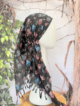 Open-Closed Back NON-SLIP Adjustable Pretied, w/ Tassel Details - Black/Blue-Pretieds-The Little Tichel Lady