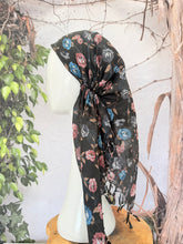 Open-Closed Back NON-SLIP Adjustable Pretied, w/ Tassel Details - Black/Blue-Pretieds-The Little Tichel Lady