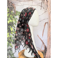 Open-Closed Back NON-SLIP Adjustable Pretied, w/ Tassel Details - Black/Pink-Pretieds-The Little Tichel Lady