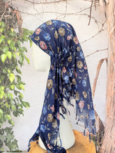 Open-Closed Back NON-SLIP Adjustable Pretied, w/ Tassel Details - Navy/Pink-Pretieds-The Little Tichel Lady