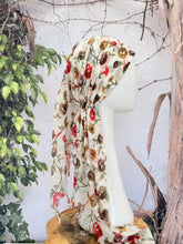Open-Closed Back NON-SLIP Adjustable Pretied, w/ Tassel Details - Cream/Multi-Pretieds-The Little Tichel Lady