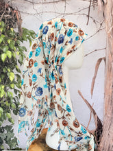 Open-Closed Back NON-SLIP Adjustable Pretied, w/ Tassel Details - White/Blue-Pretieds-The Little Tichel Lady
