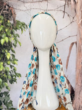 Open-Closed Back NON-SLIP Adjustable Pretied, w/ Tassel Details - White/Blue-Pretieds-The Little Tichel Lady