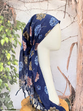 Open-Closed Back NON-SLIP Adjustable Pretied, w/ Tassel Details - Navy/Blue-Pretieds-The Little Tichel Lady