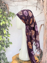 Open-Closed Back NON-SLIP Adjustable Pretied, w/ Tassel Details - Eggplant/Neutral-Pretieds-The Little Tichel Lady