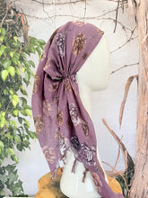 Open-Closed Back NON-SLIP Adjustable Pretied, w/ Tassel Details - Dusty Purple/Neutral-Pretieds-The Little Tichel Lady