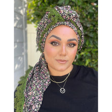 Israeli Tassel Embroidered Very Large Square - Olive Floral-Squares-The Little Tichel Lady