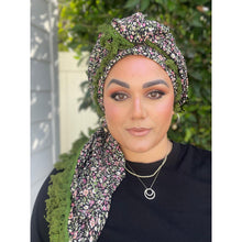 Israeli Tassel Embroidered Very Large Square - Olive Floral-Squares-The Little Tichel Lady