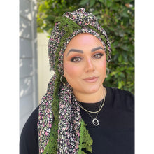 Israeli Tassel Embroidered Very Large Square - Olive Floral-Squares-The Little Tichel Lady