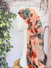 Open-Closed Back NON-SLIP Adjustable Pretied, w/ Tassel Details - Peach/Multi-Pretieds-The Little Tichel Lady