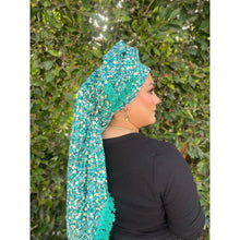 Israeli Tassel Embroidered Very Large Square - Teal Floral-Squares-The Little Tichel Lady