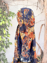 Open-Closed Back NON-SLIP Adjustable Pretied, w/ Tassel Details - Navy/Multi-Pretieds-The Little Tichel Lady