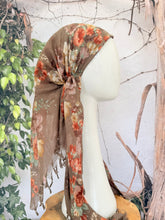 Open-Closed Back NON-SLIP Adjustable Pretied, w/ Tassel Details - Medium Brown/Multi-Pretieds-The Little Tichel Lady
