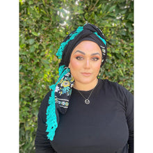 Israeli Tassel Embroidered Very Large Square - Black/Floral Border-Squares-The Little Tichel Lady