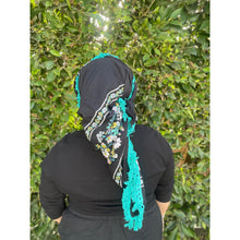 Israeli Tassel Embroidered Very Large Square - Black/Floral Border-Squares-The Little Tichel Lady