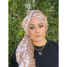 Israeli Tassel Embroidered Very Large Square - Neutral Floral-Squares-The Little Tichel Lady