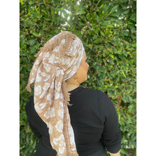 Israeli Tassel Embroidered Very Large Square - Neutral Floral-Squares-The Little Tichel Lady