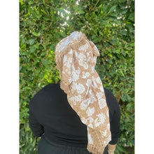 Israeli Tassel Embroidered Very Large Square - Neutral Floral-Squares-The Little Tichel Lady