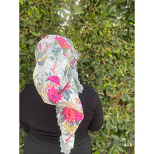 Israeli Tassel Embroidered Very Large Square - Sky Blue Floral-Squares-The Little Tichel Lady