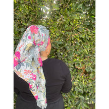 Israeli Tassel Embroidered Very Large Square - Sky Blue Floral-Squares-The Little Tichel Lady