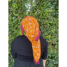 Israeli Tassel Embroidered Very Large Square - Saffron Floral-Squares-The Little Tichel Lady