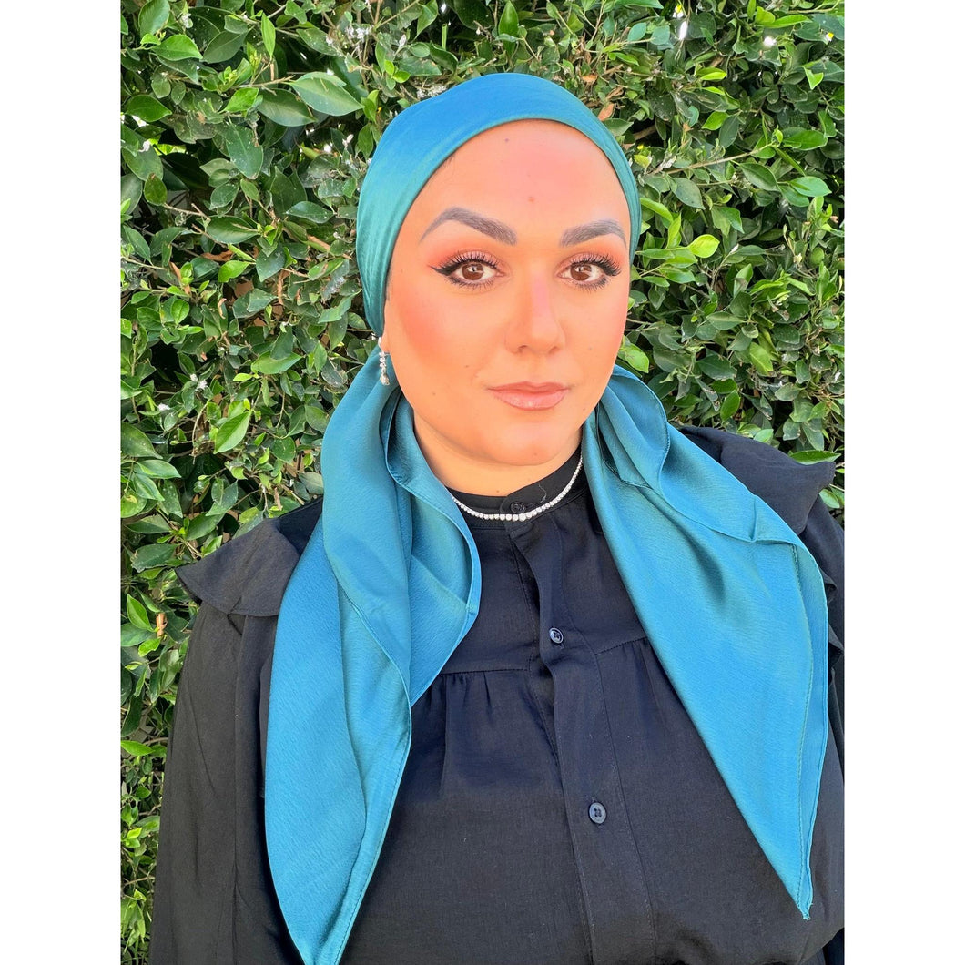 Luster Luxe Squares - Teal-Squares-The Little Tichel Lady