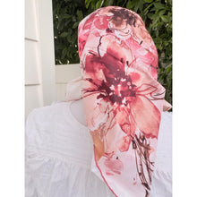 Floral Reverie Satin Print Square Headscarf - Pink-square-The Little Tichel Lady