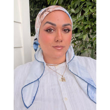 Floral Reverie Satin Print Square Headscarf - Blue-square-The Little Tichel Lady