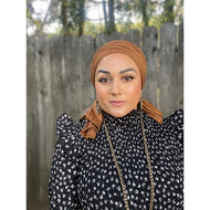 Faux Suede Stretchy Head Wrap - Sable-Long Wrap-The Little Tichel Lady