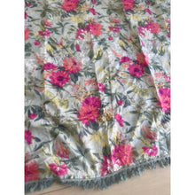 Israeli Tassel Embroidered Very Large Square - Sky Blue Floral-Squares-The Little Tichel Lady