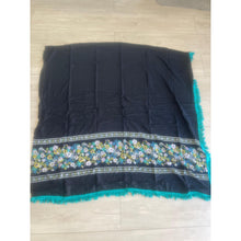 Israeli Tassel Embroidered Very Large Square - Black/Floral Border-Squares-The Little Tichel Lady