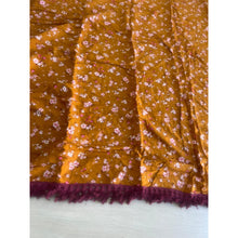 Israeli Tassel Embroidered Very Large Square - Saffron Floral-Squares-The Little Tichel Lady