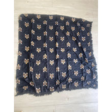 Israeli Tassel Embroidered Very Large Square - Elegant Black/Gold-Squares-The Little Tichel Lady