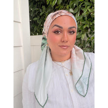 Floral Reverie Satin Print Square Headscarf - Green-square-The Little Tichel Lady