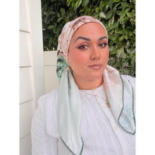 Floral Reverie Satin Print Square Headscarf - Green-square-The Little Tichel Lady